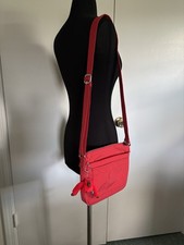 Kipling Sebastian Medium Crossbody Bag In Red Rouge Signature Nylon  Monkey Fob