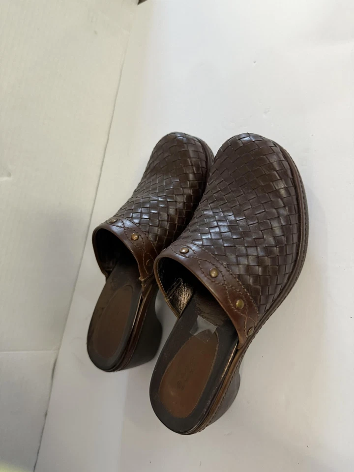 Zapatos Ecco para mujer talla 37 marrón tejido cuero zuecos sin cordones cómodos informales Foto 3 de 4