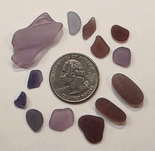 GENUINE SURF TUMBLED SEA GLASS FROM PUERTO RICO / VIOLET / PURPLE GLASS 2