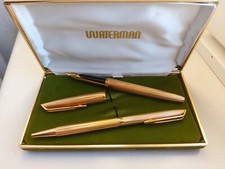 PARURE PENNA A SFERA E STILOGRAFICA WATERMAN PLACCATE ORO PENNINO 18K