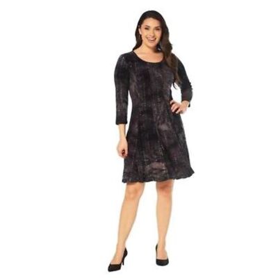 Black Paisley FLowy Dress Women's Petite XL Seam Detail Loose Fit Party  Office | eBay