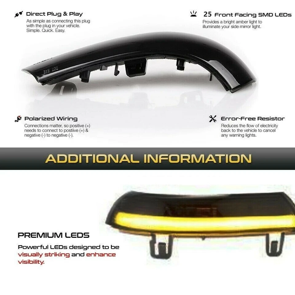 2pc Dynamic LED Side Mirror Lights For VW Passat B6 R36 R32 Jetta MK5 Golf 5 GTI - Изображение 4 из 4