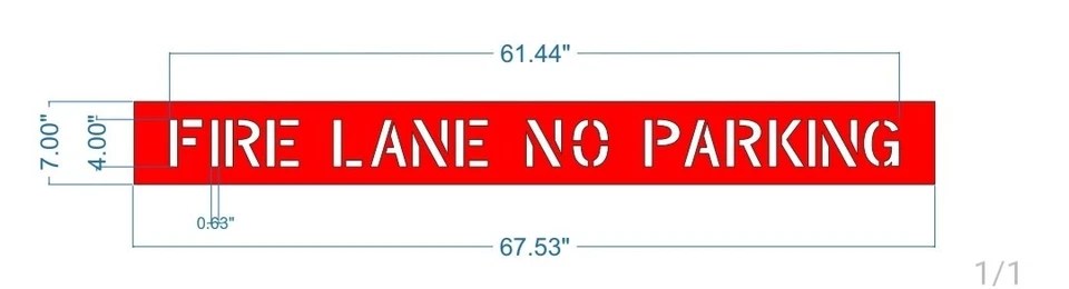 STENCILS FOR STRIPING 4" FIRE LANE NO PARKING Stencil Parking Lot 1/8" LDPE Plastic Striping Traffic