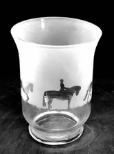 DRESSAGE HORSE Frieze 14.5cm Glass Vase / Hurricane Lantern