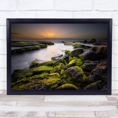 Sunrise Long exposure Turimetta Beach Mood Australia Ocean Green Wall Art Print