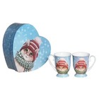 Set of 2 Coffee Mug 280cc Fine Bone China Xmas Cup Xmas Cat Mugs For Best Gift