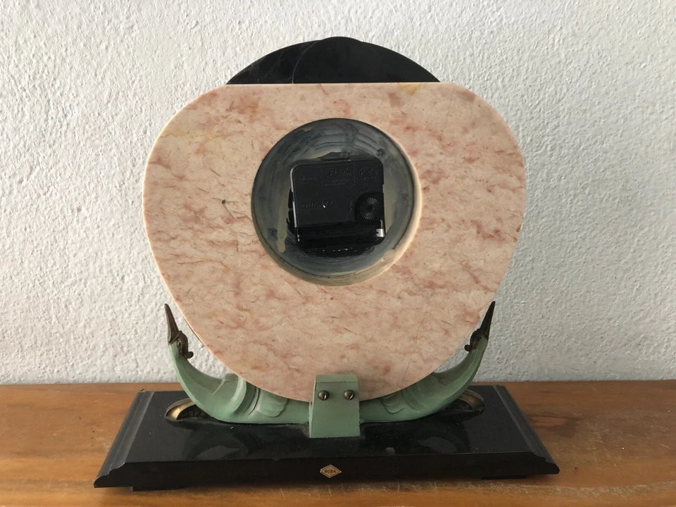 Belle Horloge pendule à poser décor à l 'oiseau marbre et bronze TBE vintage - Photo 4/4