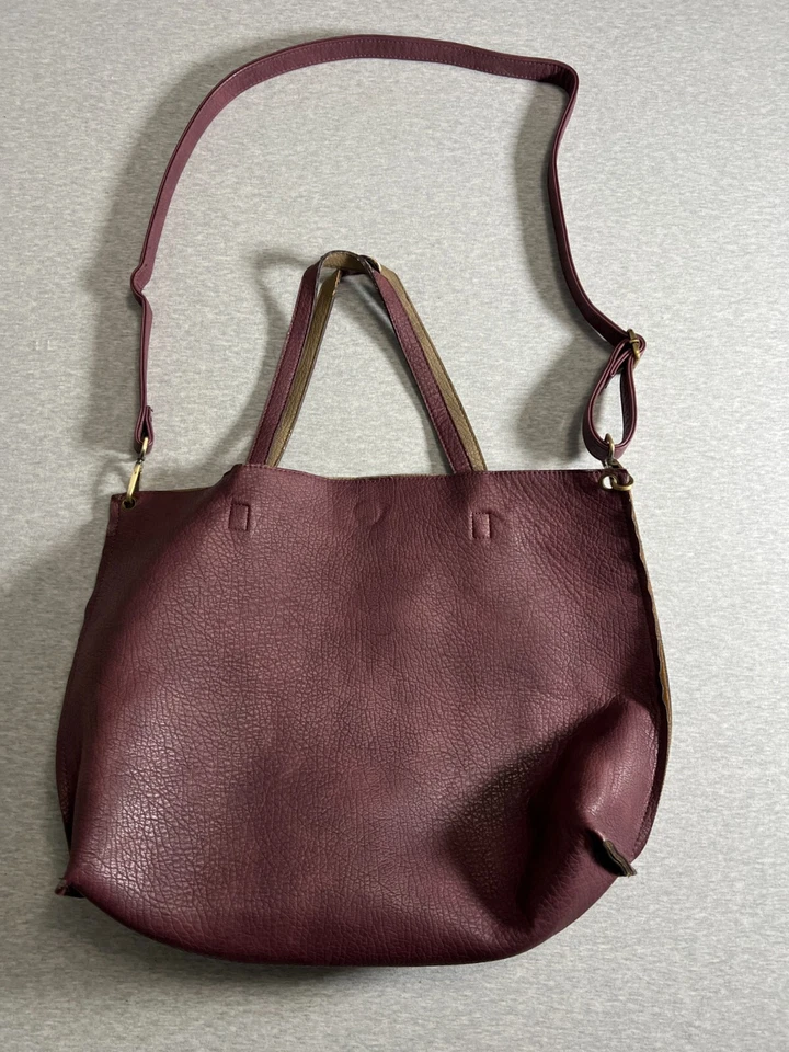 Urban Outfitters искусственной кожи сумка с короткими ручками двусторонний молнии мешок фиолетовый желтовато-коричневый веганский - Изображение 2 из 4