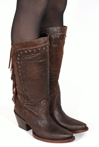 Damenstiefel Cowboystiefel Retro Western Braun Fransen Catalan Style Leder 41 - Bild 5 von 6
