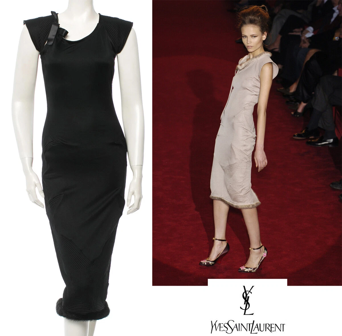 saint laurent fur dress