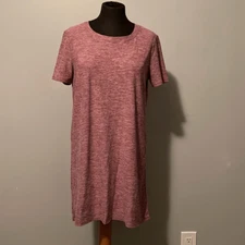 Kyodan Women's Pink Heathered Knee Length Short Sleeve Casual Dress