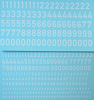 Zahlen weiss Numbers white Les chiffres numéros blanc 1:32 Decal Abziehbilder