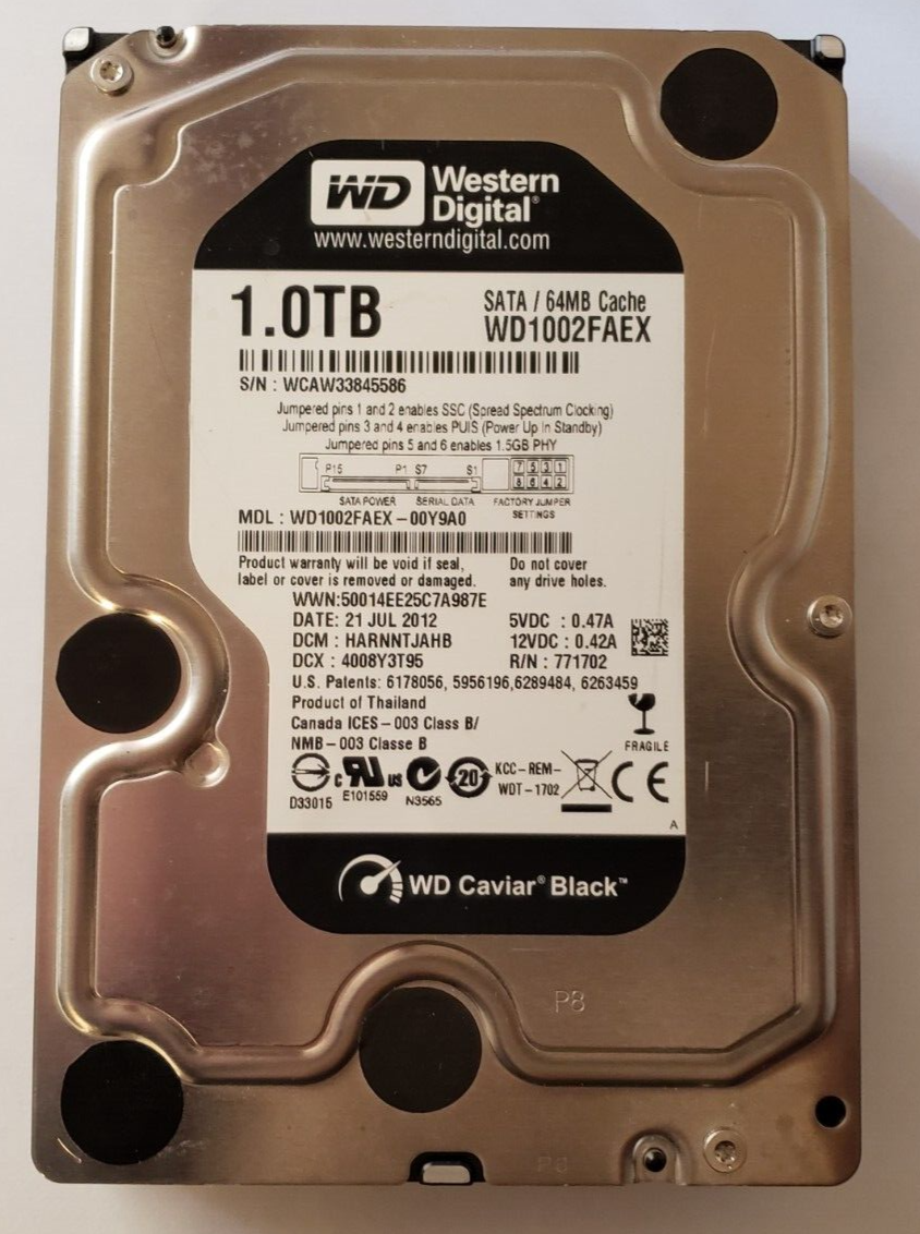 Western Digital WD1002FAEX 1TB 3.5 Internal HDD 64MB Cache