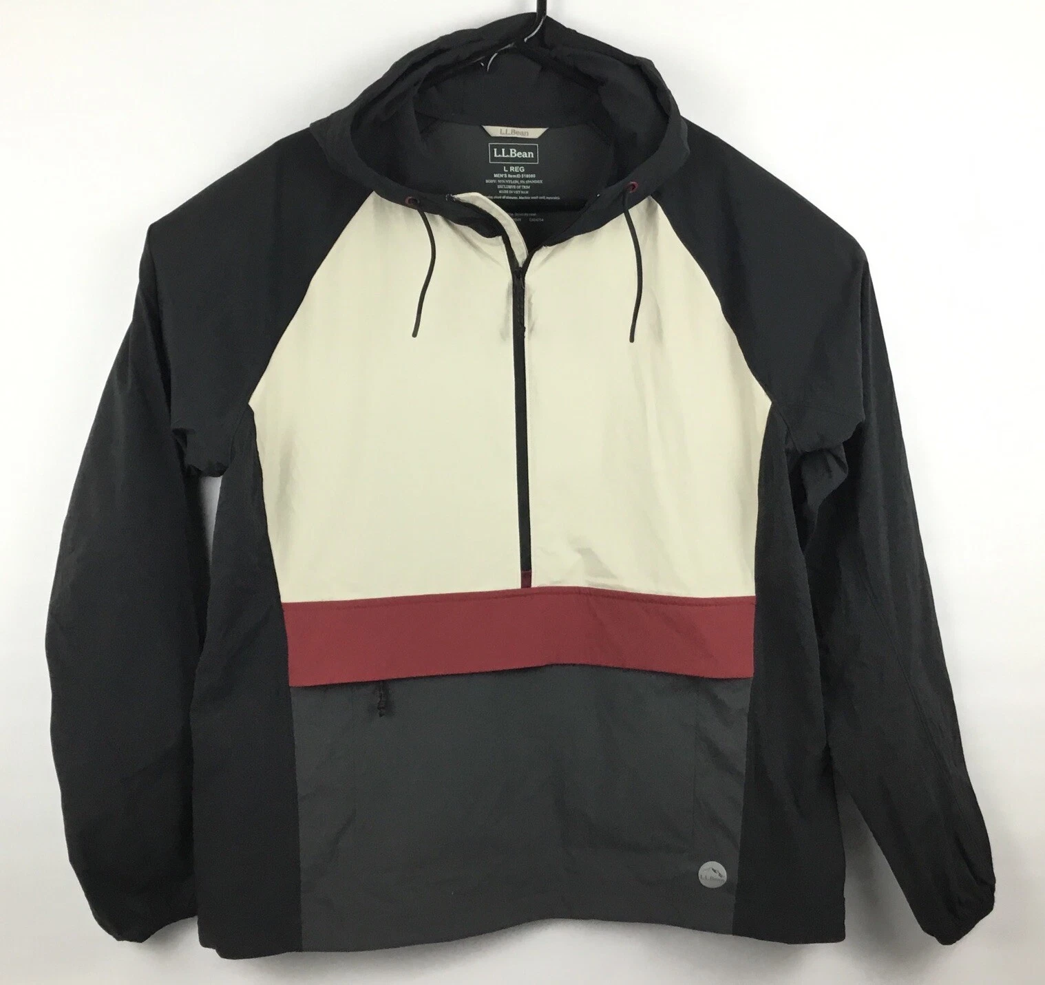 LL BEAN VentureStretch Colorblock Anorak Windbreaker Shell Jacket Men's L