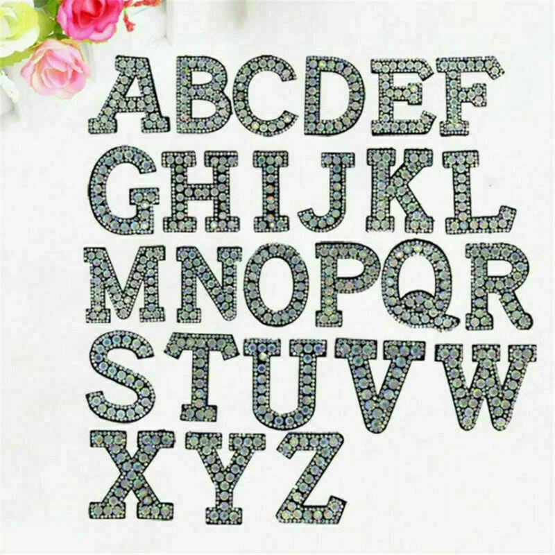 A-Z Letter Rhinestone Patch Iron-on Patches Garment Applique Clothing Stickers - Image 2 of 4