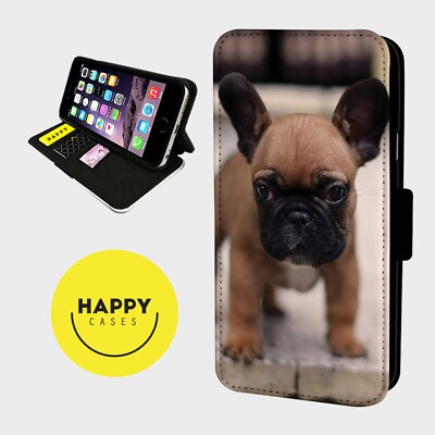 NEUGEBORENE FRANZÖSISCHE BULLDOGGE - Kunstleder Klapp Handy Hülle Cover - iPhone/Samsung