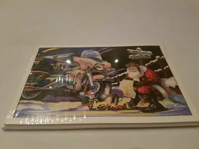 PAUL OXMAN HARLEY DAVIDSON CHRISTMAS CARDS #X374 HARLEY SANTA & ELVES CHECKING LISTS (10)