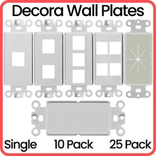 1-Gang Wall Plate Keystone Jack Insert Single Gang Decorative Wallplate LOT