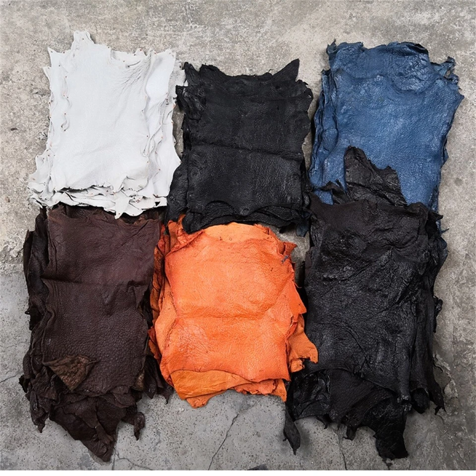 2 PIEZAS Cuero Genuino Cuello Avestruz Piel Cuero Real Multicolor Cuero Avestruz Foto 2 de 4