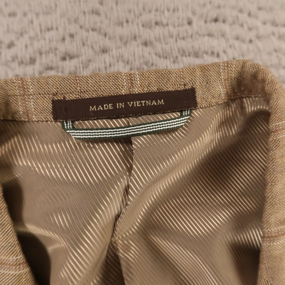 Jaqueta Greg Norman M bege xadrez janela poliéster blazer casaco esportivo 42L - Imagem 4 de 4