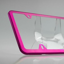 Slim 4 Holes Powder Coated Hot Pink Stainless Steel License Plate Frame Holder