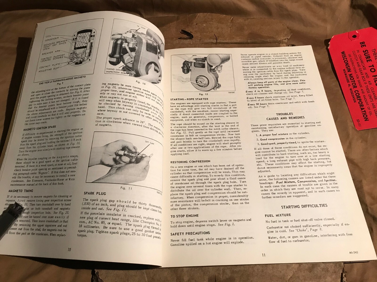 Vintage Wisconsin Engines Models ABN, AKN Instruction Book and Parts ...