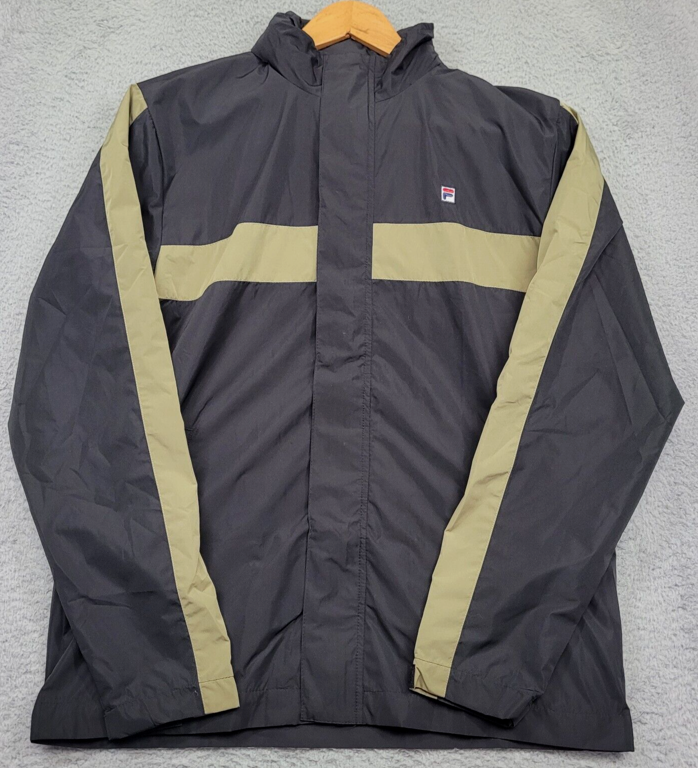 Giacca impermeabile leggera con cappuccio Fila uomo S giacca a vento nera