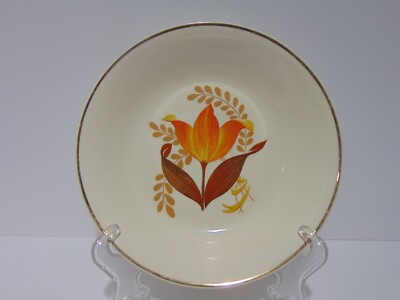 Bakerite Oven-Tested Orange Tulip 22 K Gold Soup Cereal Bowl (E)