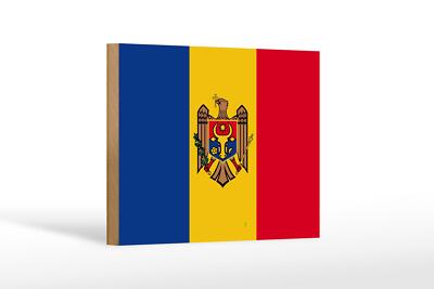 Holzschild Flagge Moldau 18x12 cm Flag of Moldova Deko Schild