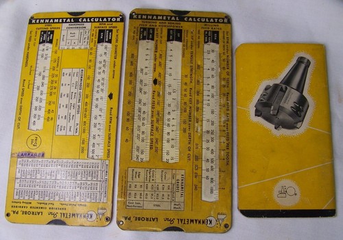 VINTAGE LOT KENNAMETAL MILLING MANUAL CALCULATOR SLIDING DATA CHART ADVERTISING - Picture 2 of 8