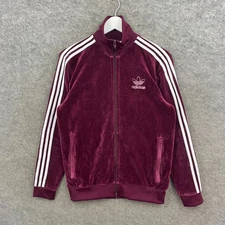 Adidas Jacket Mens Small Maroon Beckenbauer Velour Track Top Originals Firebird