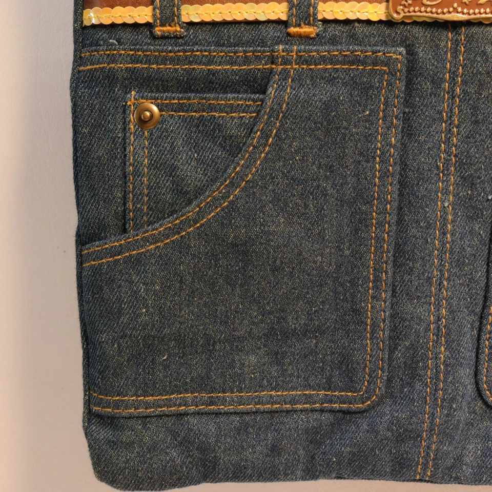 Bolso de Hombro Bongo Denim Mujer S Azul Jean Bolsillo Forrado Cartera Bolso a Presión Foto 4 de 4