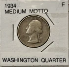 1934 WASHINGTON QUARTER DOLLAR FINE Original Circulated Example
