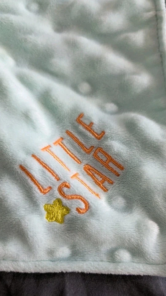 Carters Elephant Little Star Lovey Mint Green Security Blanket Rattle Plush Toy - Image 3 of 4