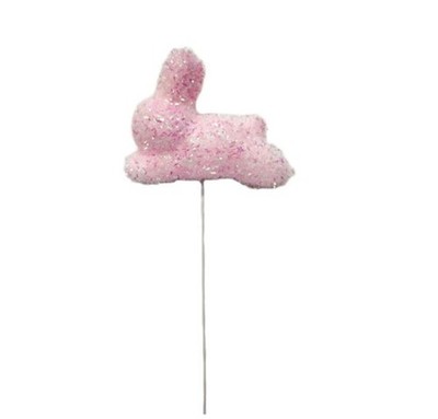 Way to Celebrate Pink Tinsel Bunny Pick Easter Decor 10.5''H (NEW WITH TAG)