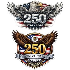USA 250th Anniversary Car Decal Set of 2 Patriotic Eagle 1776-2026 Sticker,