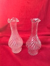 2 Flacons Pour  Ancien Serviteur Huilier Et Vinaigrier Bambou Baccarat