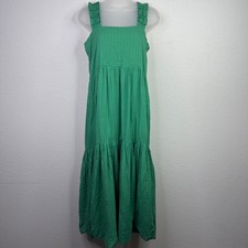 Mirth Rio Dress Womens S Green Tiered Midi Handmade Boho Peasant Cottagecore
