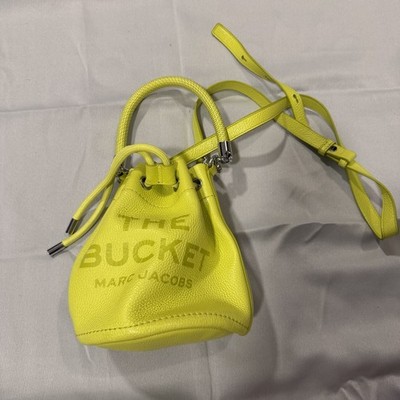 MARC JACOBS THE MINI BUCKET LEATHER BAG CROSSBODY YELLOW NEON