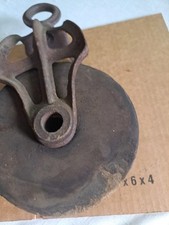 Vintage Cast Iron & Wood 6" Barn Pully Farmhouse Home Decor