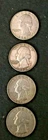 Lot of 4 Silver Washington Quarters 1961, 1962D, 1963 and 1964