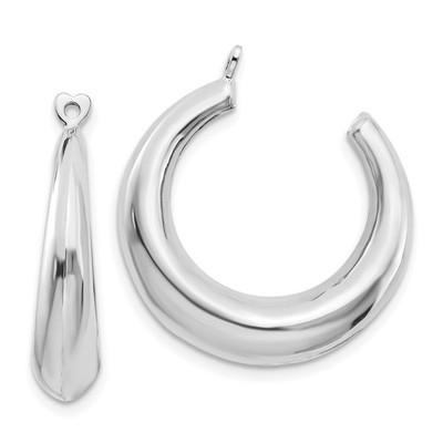 14 Karat Weißgold konische Creolen für Damen mit Herz Post minimalistisches Design