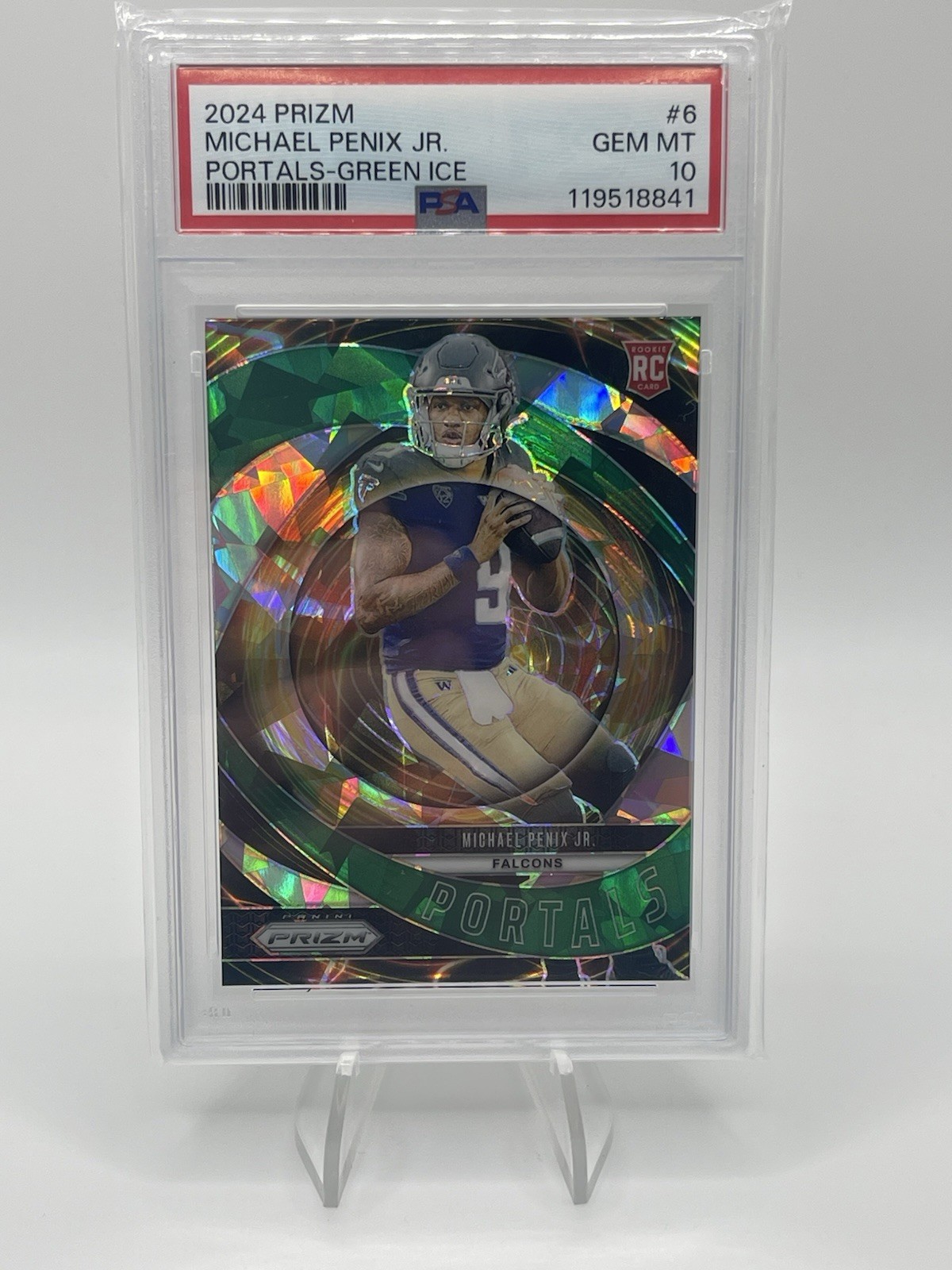 2024 PANINI PRIZM PORTALS GREEN ICE #6 MICHAEL PENIX JR. ROOKIE RC PSA 10