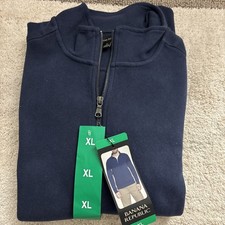 Banana Republic Men's Double Knit 1/4 Zip Pullover Blue XL 1906777 New With Tags