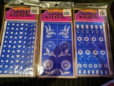 4 VTG Rub 'N' Etch Glass Etching Stencil USA G