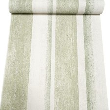 Green White Stripe Wallpaper Textured Thick Retro Vinyl Feature Wall Bedroom
