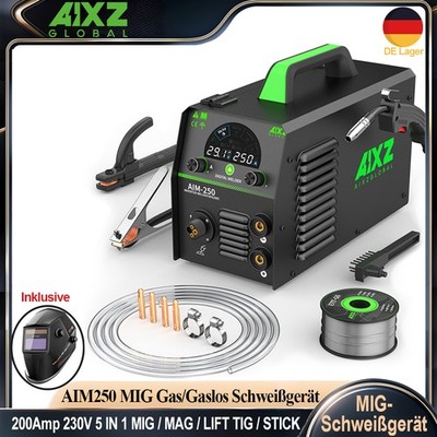 AIXZ 5in1 Schweißinverter 200A 230V Gas/Gaslos MIG TIG ARC Mehrfach-Schweißgerät