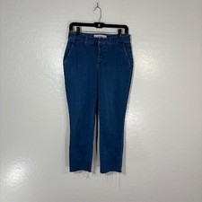 Frank  Eileen Jeans Womens 4 Blue Wicklow Raw Hem Cropped Denim Pants Made USA