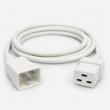 Heavy Duty Power Extension Cord IEC320 C20 to IEC320 C19 , White - 2/3/6/8/10ft