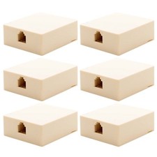 6 Pcs 1-Port RJ11 6P4C Jack Telephone Phone Line Wall Surface Mount Box Ivory
